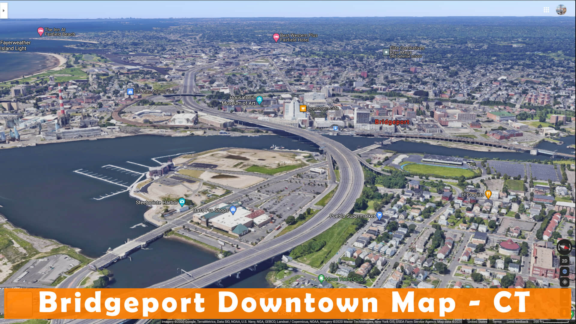 Bridgeport Downtown Map Connecticut